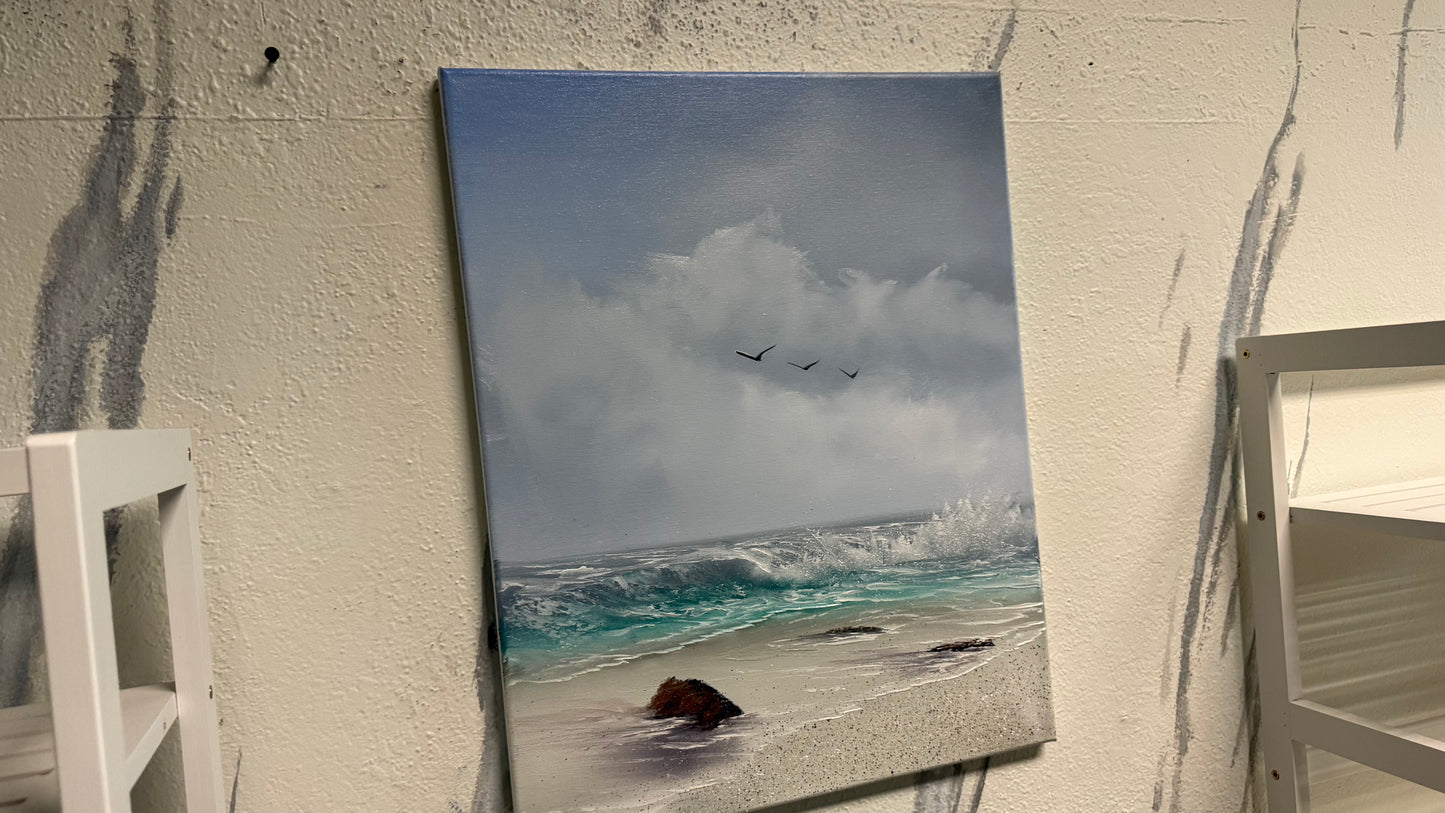 Painting #2064 - 16x20" Canvas - Tropical Seascape painted 9-19-25