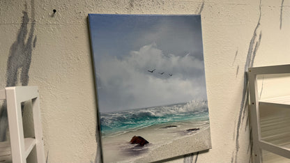 Painting #2064 - 16x20" Canvas - Tropical Seascape painted 9-19-25