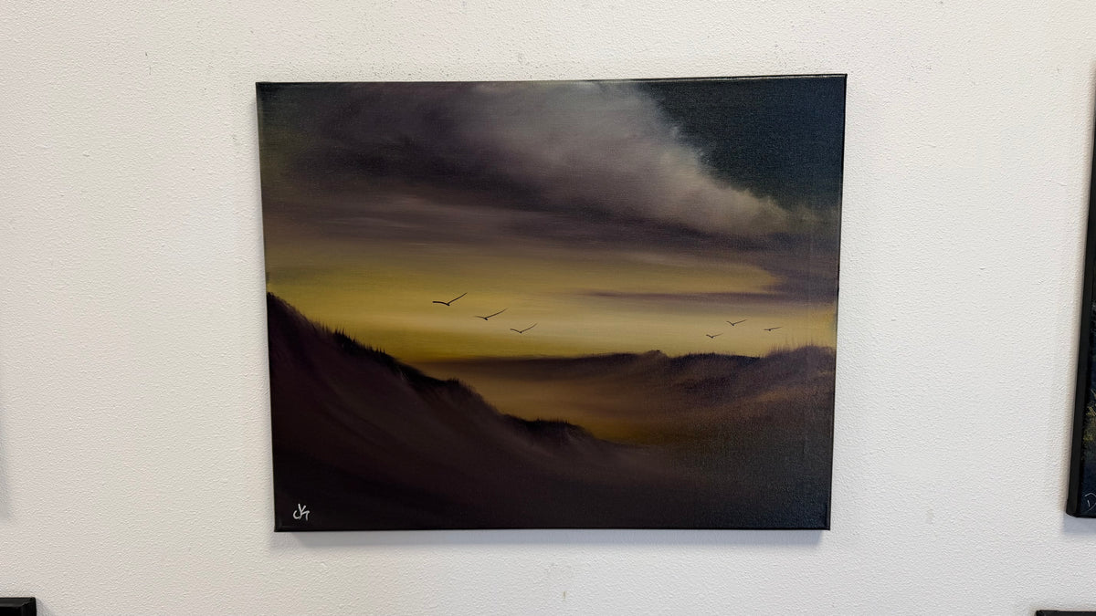 Painting #2635 - 16x20" Canvas - Sunset Desert Landscape painted 10-3-26