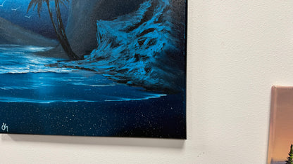 Painting #2566 - 18x24" Canvas - Tropical Seascape painted 8-24-26