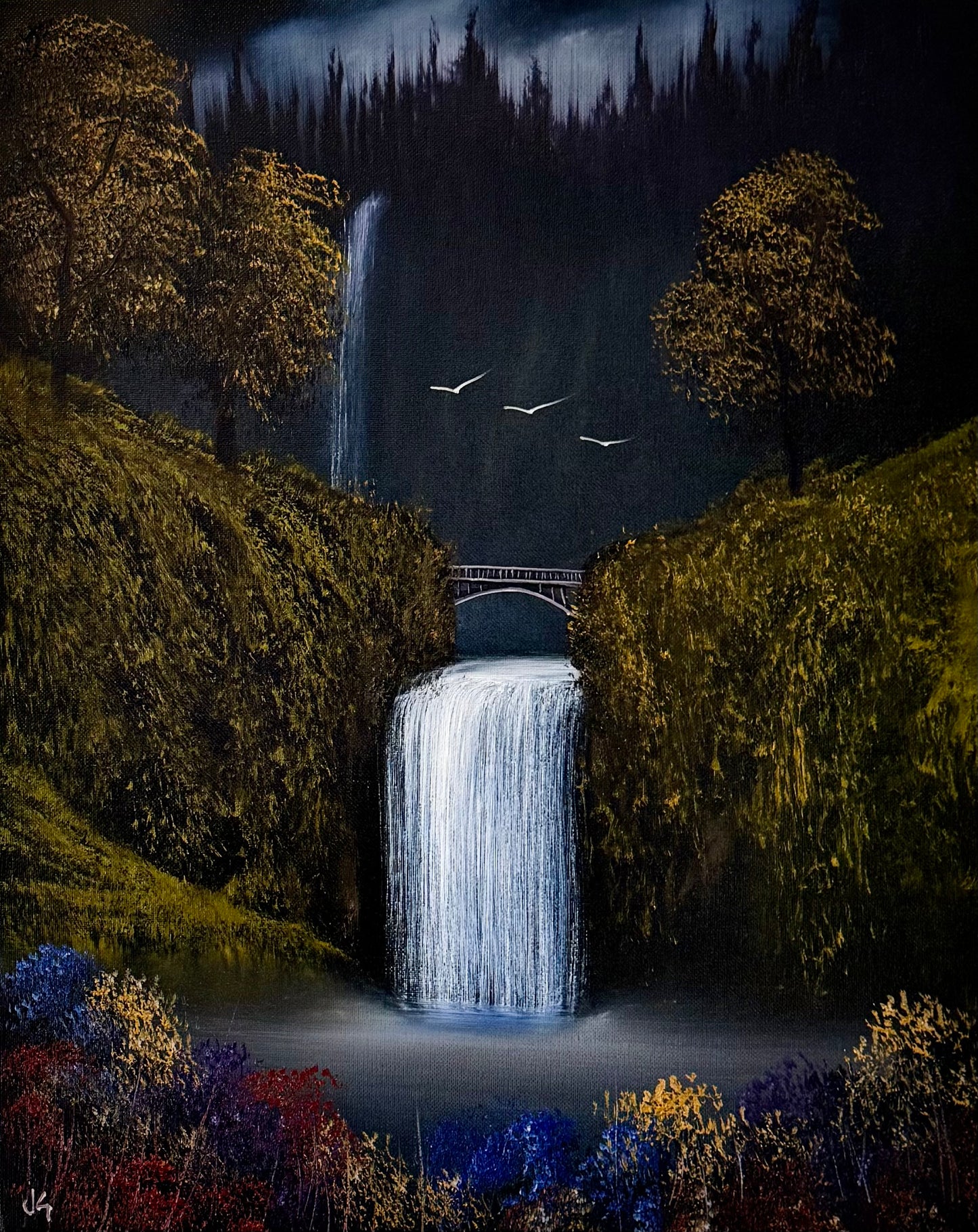 Painting #2342 - 16x20" Canvas - Multnomah Falls painted 3-19-26