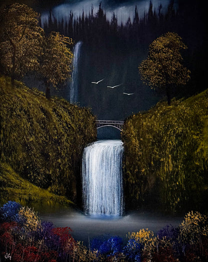 Painting #2342 - 16x20" Canvas - Multnomah Falls painted 3-19-26