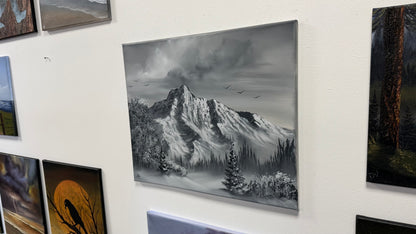 Painting #2638 - 20x24" Canvas - Black and White Landscape painted 10-4-26