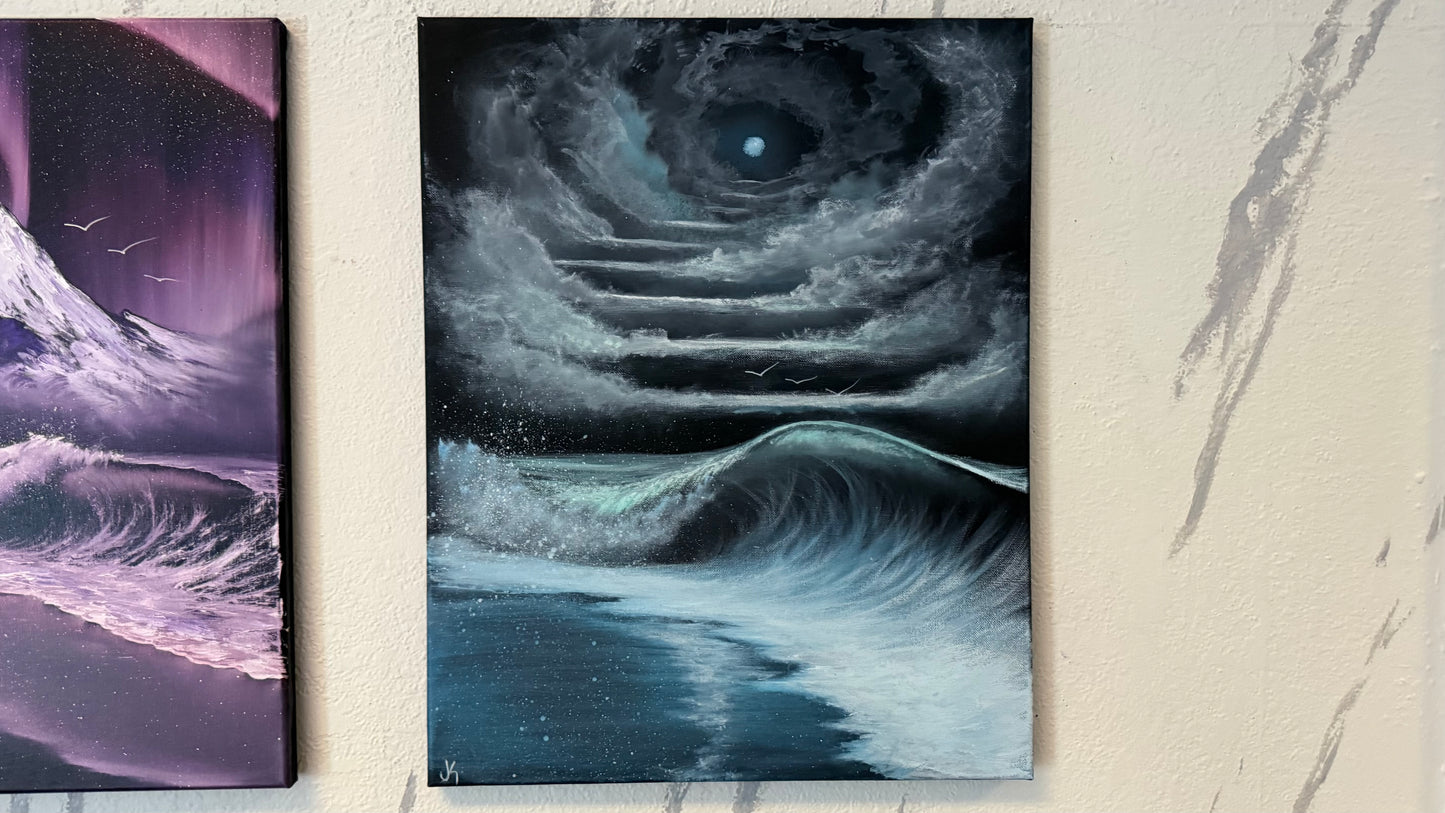Painting #2391 - 16x20" Canvas - Stairway to Heaven Seascape painted 4-16-26