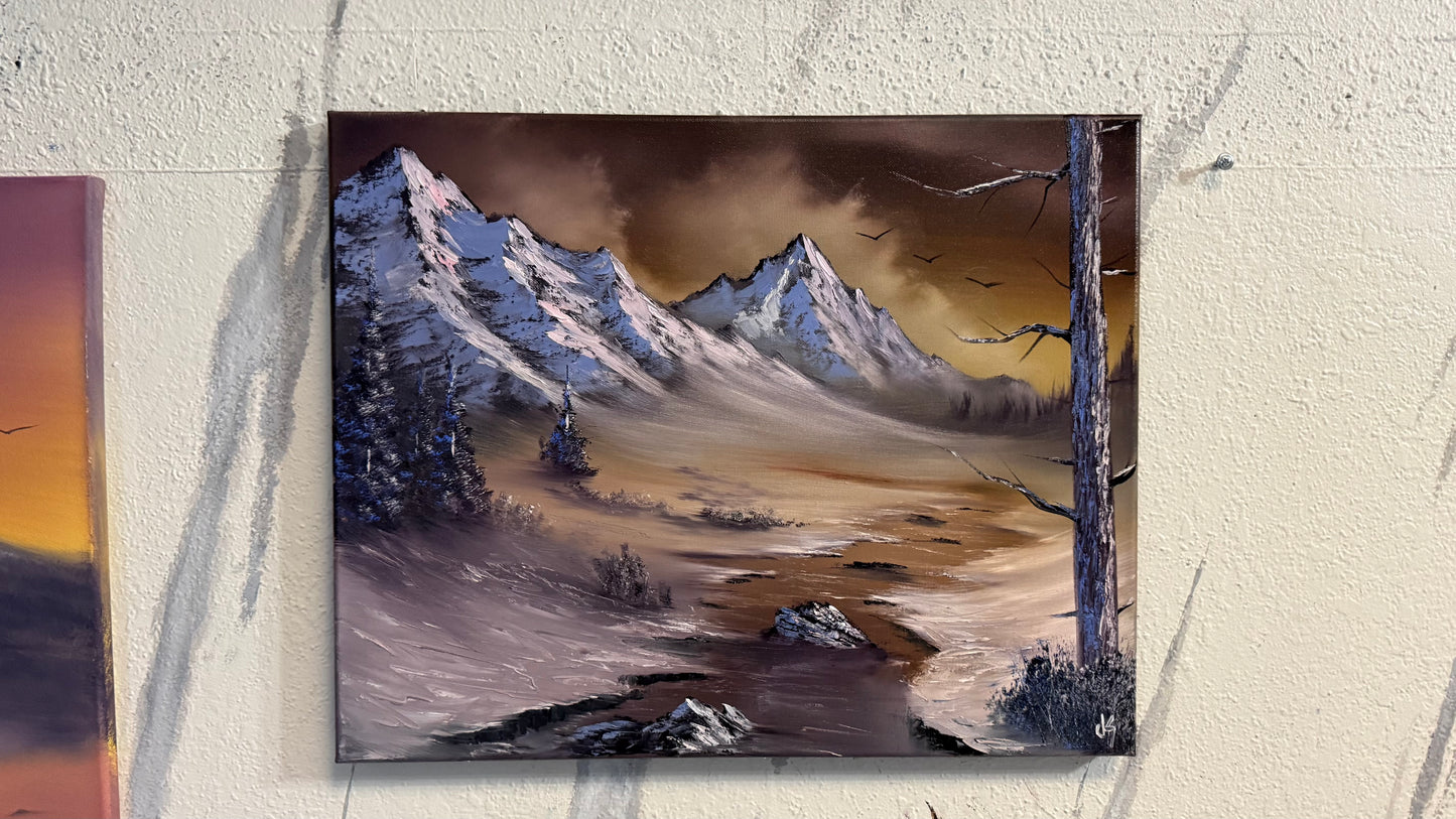 Painting #2259 - 16x20" Canvas - Mountain Landscape painted 1-28-26
