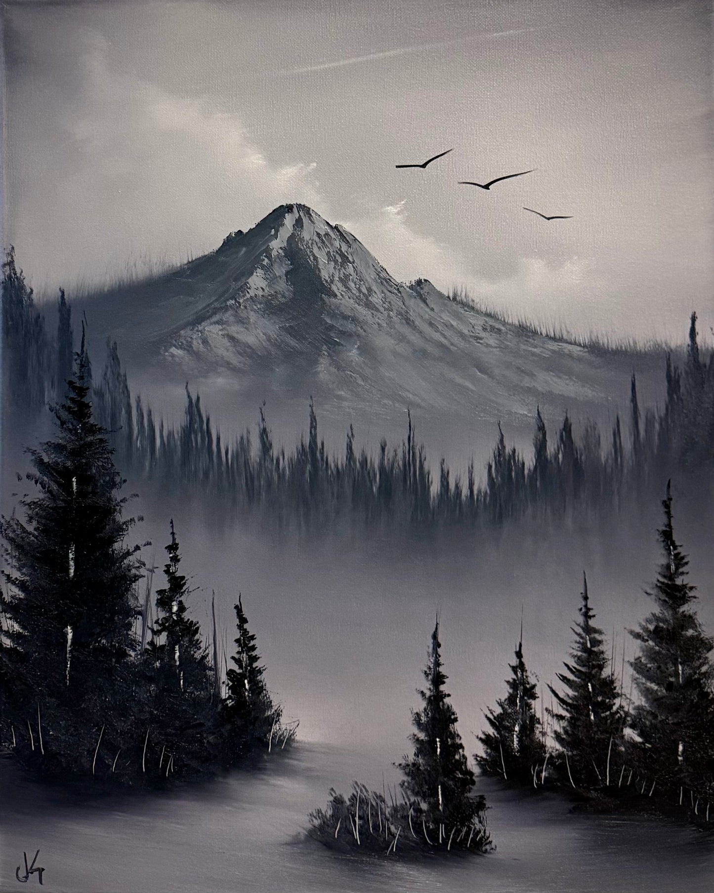 Painting #2168 - 16x20" Canvas - Path To Mt Hood painted 12-3-25