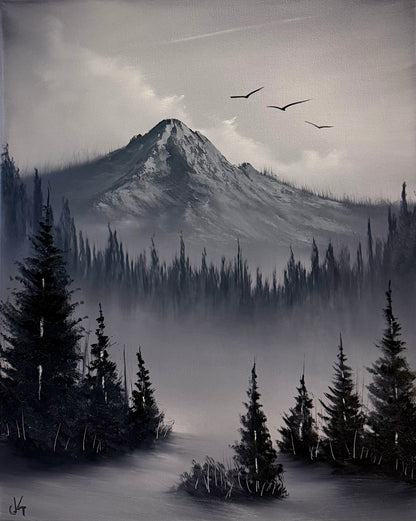 Painting #2168 - 16x20" Canvas - Path To Mt Hood painted 12-3-25