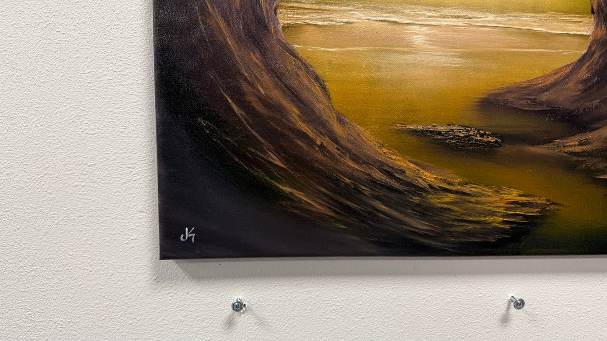 Painting #2648 - 20x24" Canvas - Cave Seascape painted 10-15-26