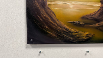 Painting #2648 - 20x24" Canvas - Cave Seascape painted 10-15-26