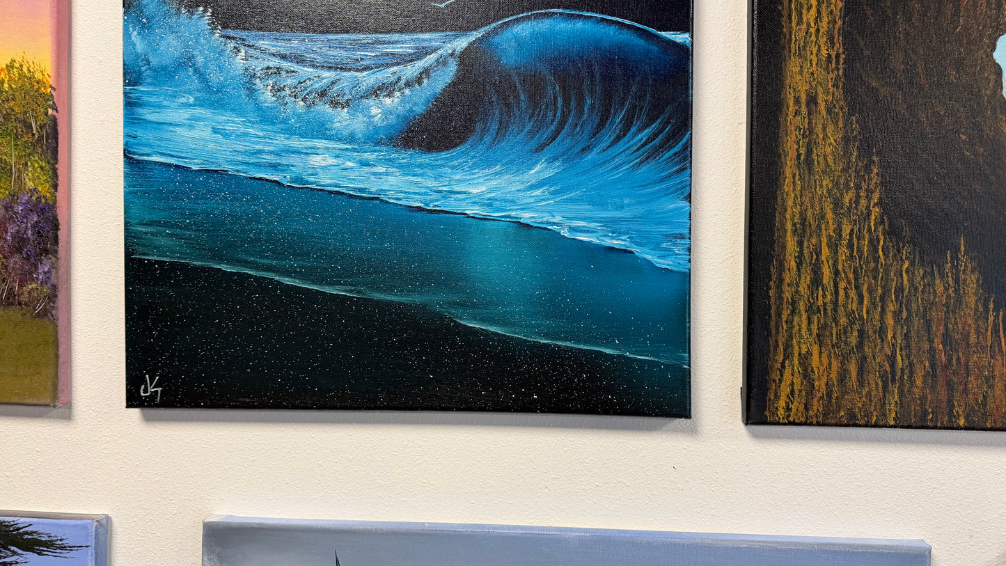 Painting #2519 - 16x20" Canvas - Crashing Wave Seascape painted 7-18-26