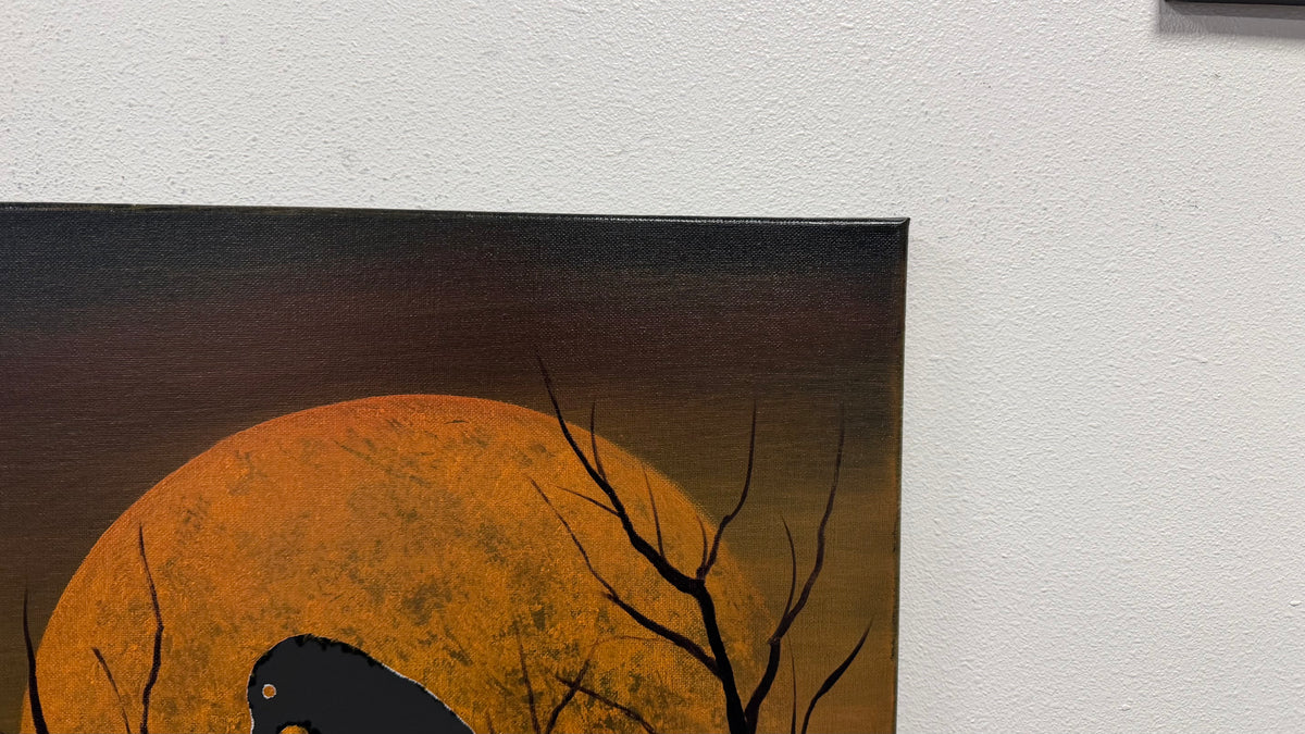 Painting #2607 - 16x20" Canvas - Raven Moon Landscape painted 9-18-26