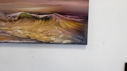 Painting #2639 - 16x20" Canvas - Sunset Seascape painted 10-5-26
