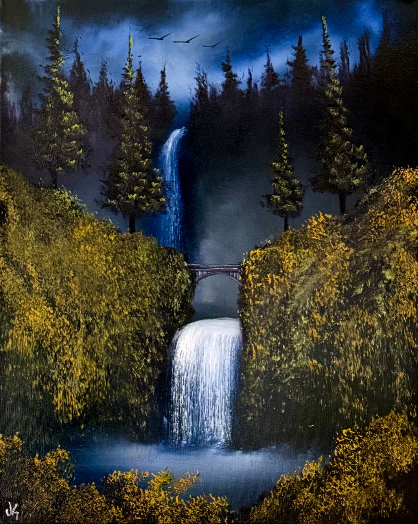 Painting #2332 - 16x20" Canvas - Multnomah Falls painted 3-13-26
