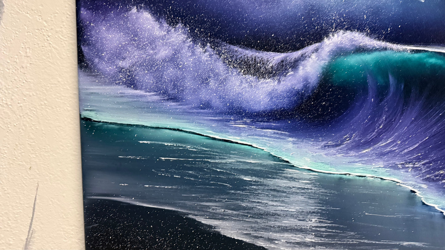 Painting #2144 - 20x24" Canvas - Crashing Wave Seascape painted 11-13-25