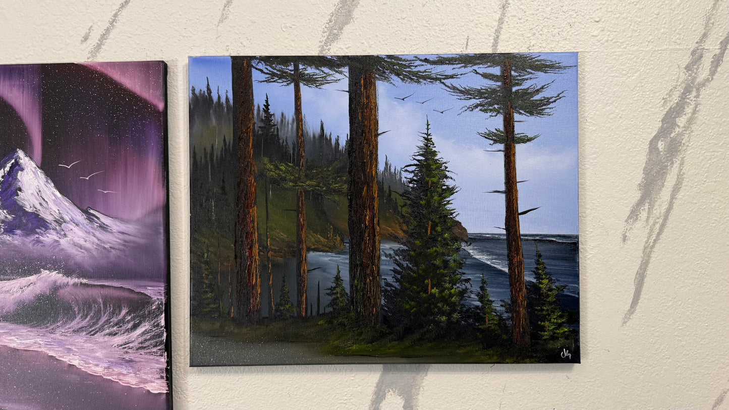 Painting #2402 - Tree's A Crowd - 16x20" Canvas - Pacific Northwest Seascape painted 4-20-26