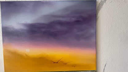 Painting #2183 - 16x20" Canvas - Sunset Seascape painted 12-12-25
