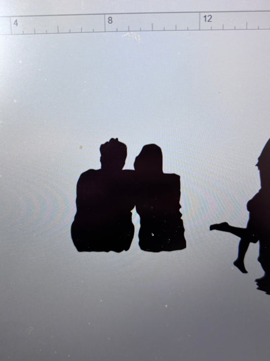 Decal - Sitting Couple - Removable Adhesive Sticker