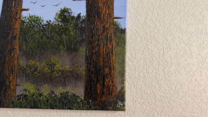 Painting #2509 - 16x20" Canvas - Ponderosa Pines painted 7-10-26