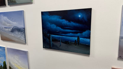 Painting #2529 - 16x20" Canvas - Night Seascape painted 7-26-26
