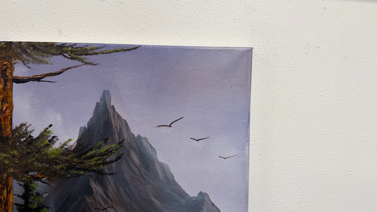 Painting #2583 - 16x20" Canvas - Mountain Forest Landscape by Josh and Dani painted 9-5-26