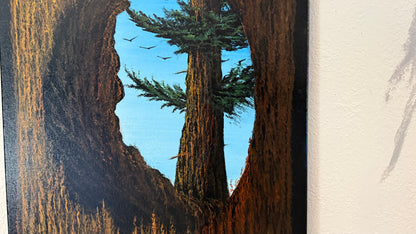 Painting #2356 - 16x20" Canvas - Acrylic Tree Bark Oval painted 3-26-26