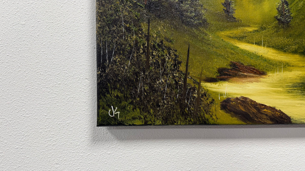 Painting #2585 - 16x20" Canvas - Full Moon Canyon Waterfall painted 9-5-26
