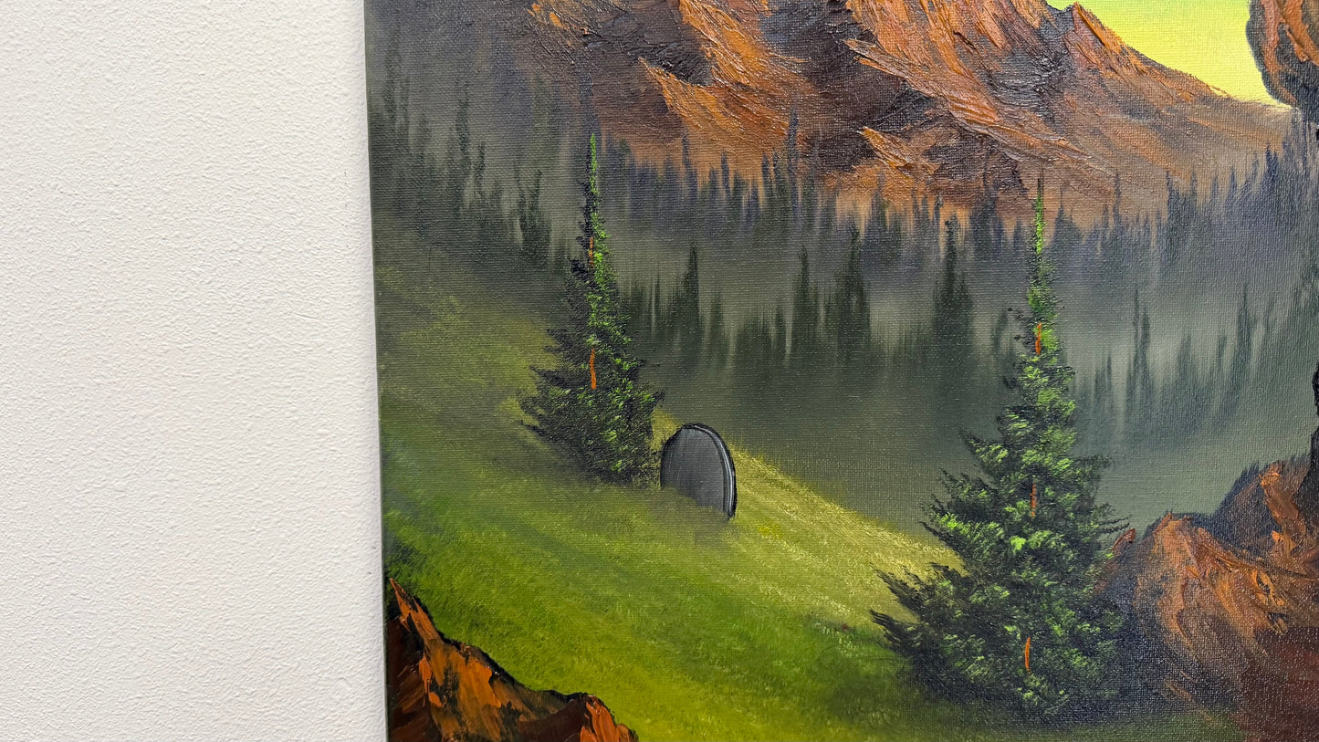 Painting #2556 - 18x24" Canvas - Sunset Mountain Landscape painted 8-19-26