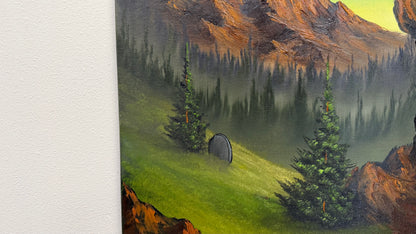 Painting #2556 - 18x24" Canvas - Sunset Mountain Landscape painted 8-19-26