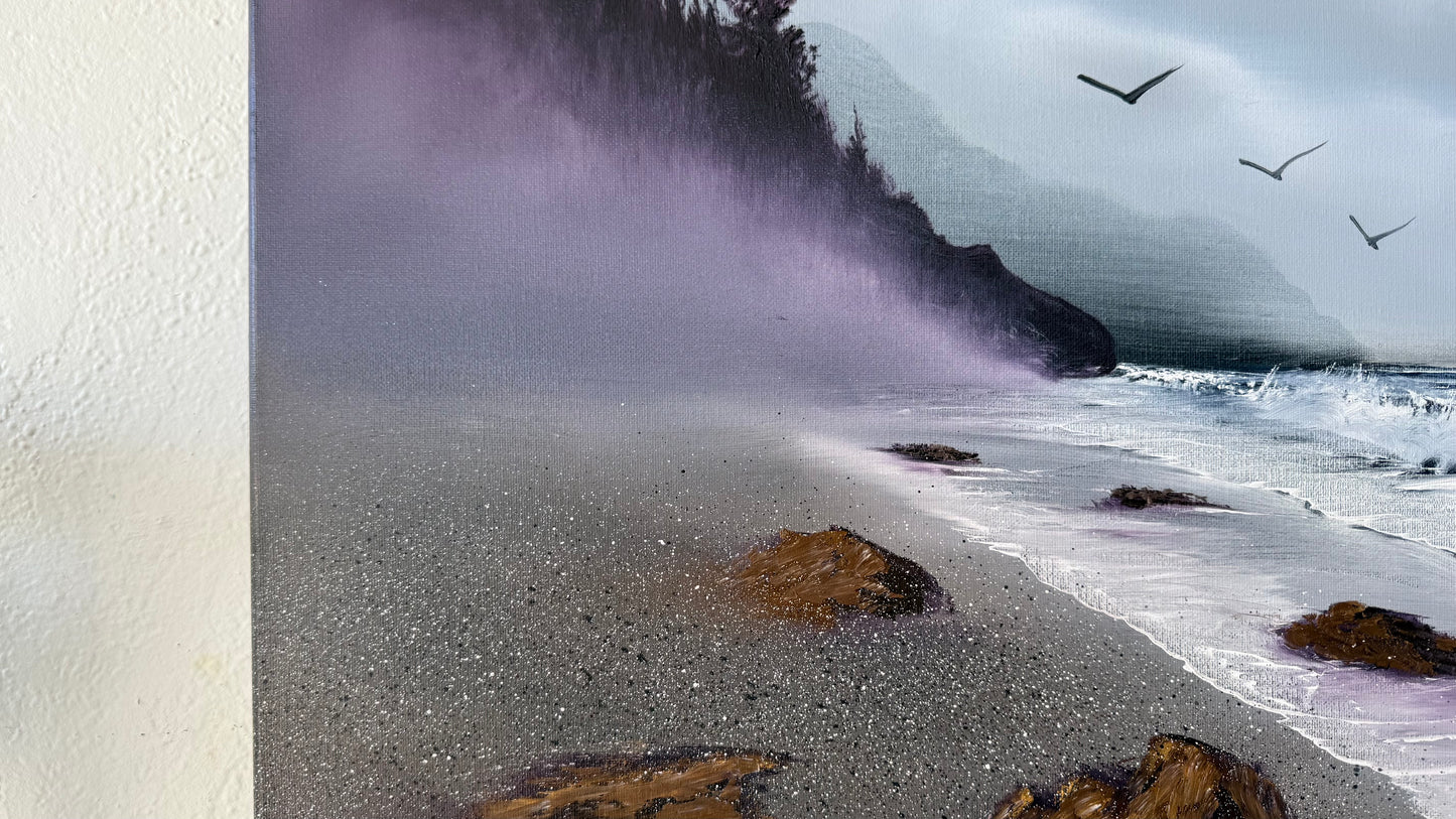Painting #2070 - 16x20" Canvas - Heceta Beach Seascape painted 9-22-25