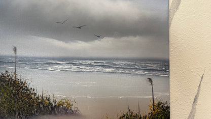 Painting #2273 - 16x20" Canvas - Cattails Seascape painted 2-6-26