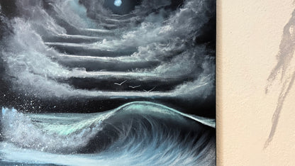 Painting #2391 - 16x20" Canvas - Stairway to Heaven Seascape painted 4-16-26