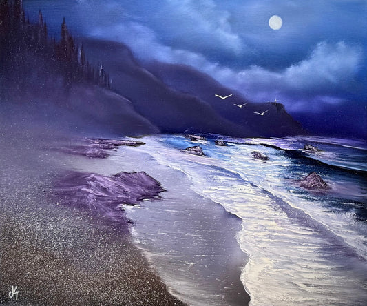 Painting #2087 - 16x20" Canvas - Oregon Coast Seascape painted 10-5-25