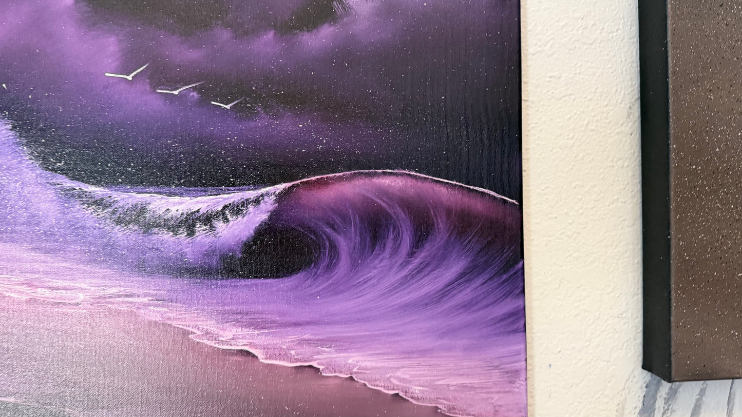 Painting #2492 - 16x20" Canvas - Purple Seascape painted 6-20-26