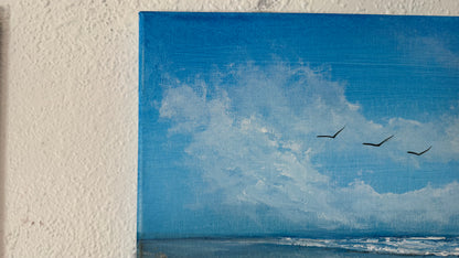 Painting #2369 - 14x14" Canvas - Row Boat Seascape painted 4-1-26