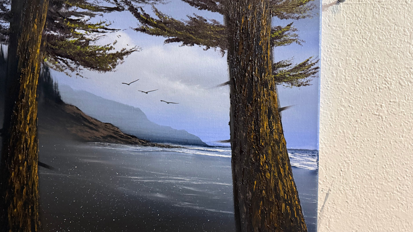 Painting #2309 - 16x20" Canvas - Oregon Seascape painted 2-27-26