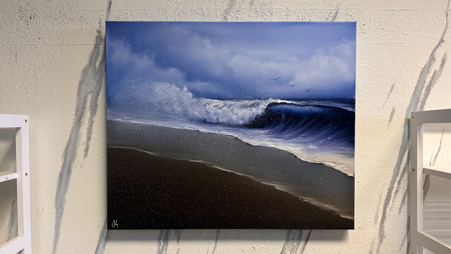 Painting #2196 - 20x24" Pro Series Canvas - Stormy Seascape painted 12-20-25