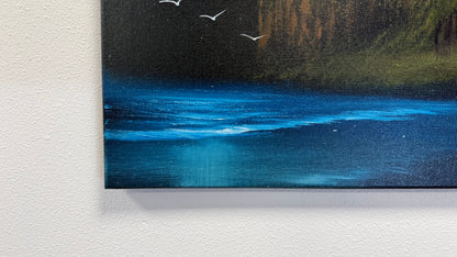 Painting #2530 - 16x20" Canvas - Coastal Moonlit Seascape painted 7-27-26
