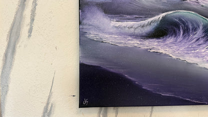 Painting #2403 - 16x20" Canvas - Aurora Mountain Seascape painted 4-21-26