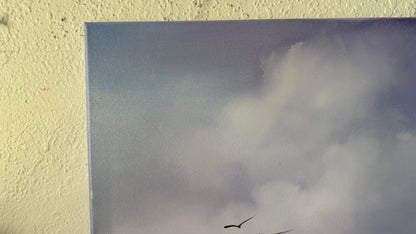 Painting #2065 - 16x20" Canvas - Cattails Seascape painted 9-20-25