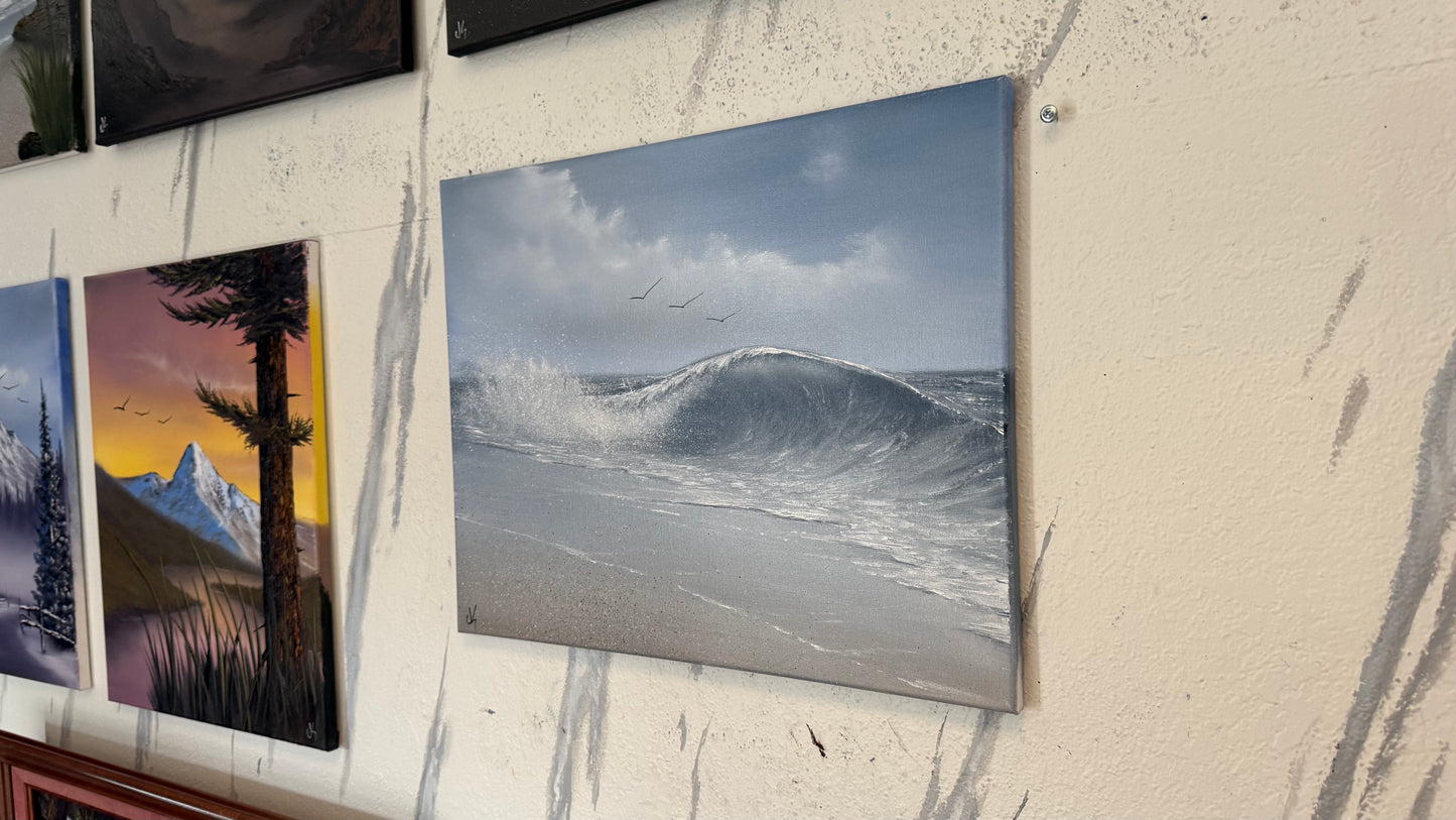 Painting #2365 - 16x20" Canvas - Crashing Wave Seascape painted 3-30-26