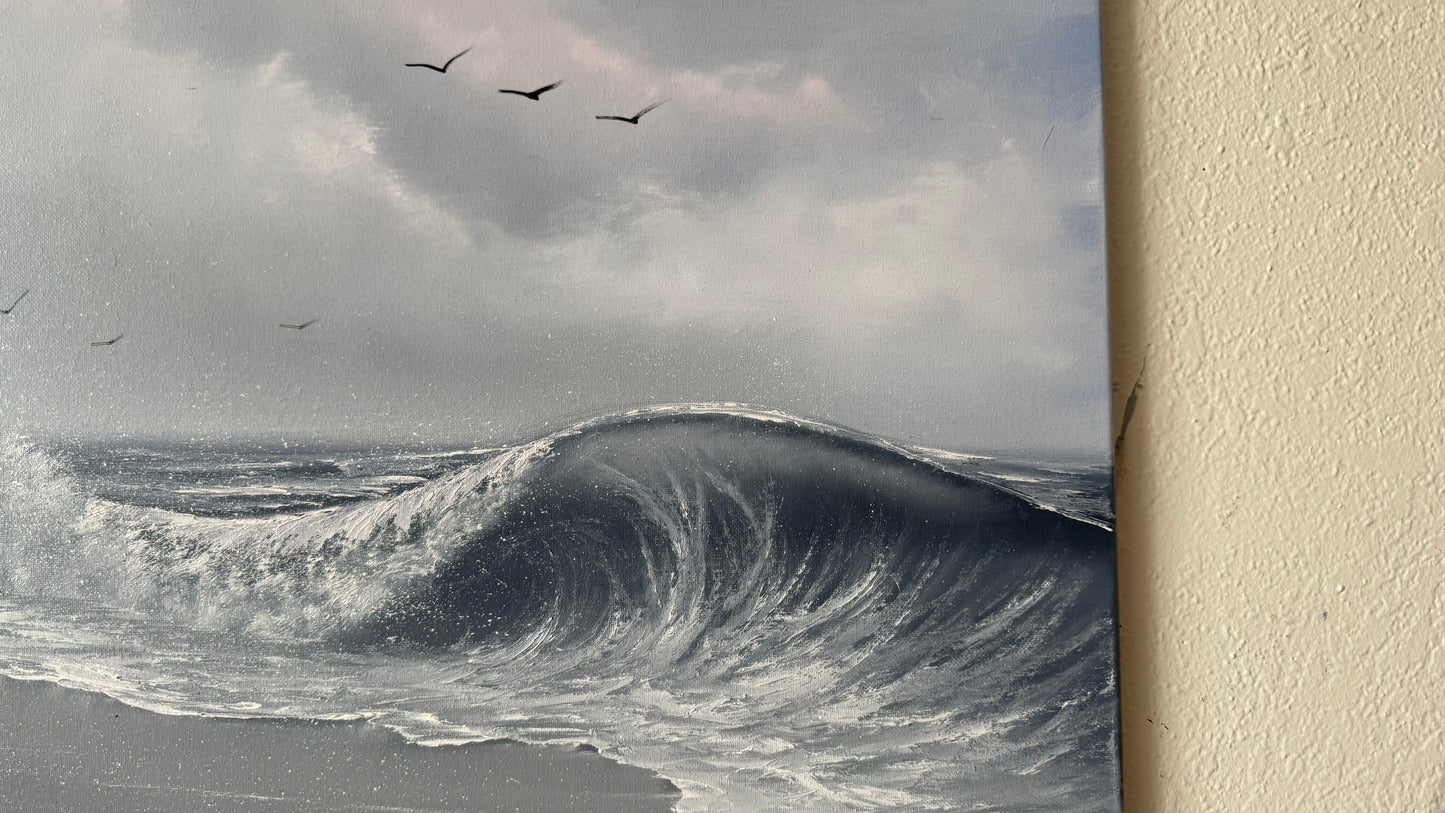 Painting #2436 - 20x24" Canvas - Crashing Wave Seascape painted 5-14-26