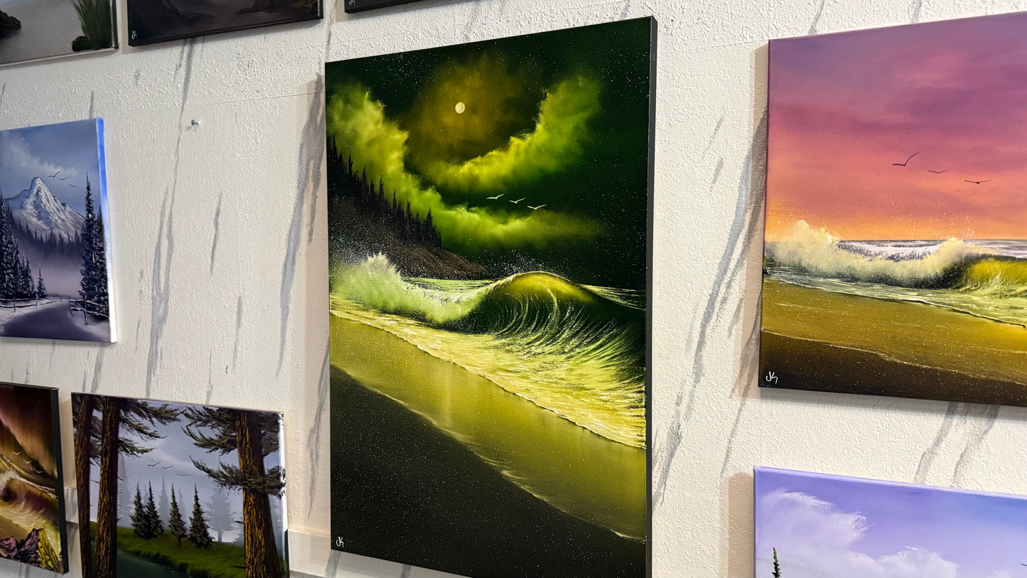 Painting #2352 - 24x36" Pro Series Canvas - Crashing Wave Seascape painted 3-23-26