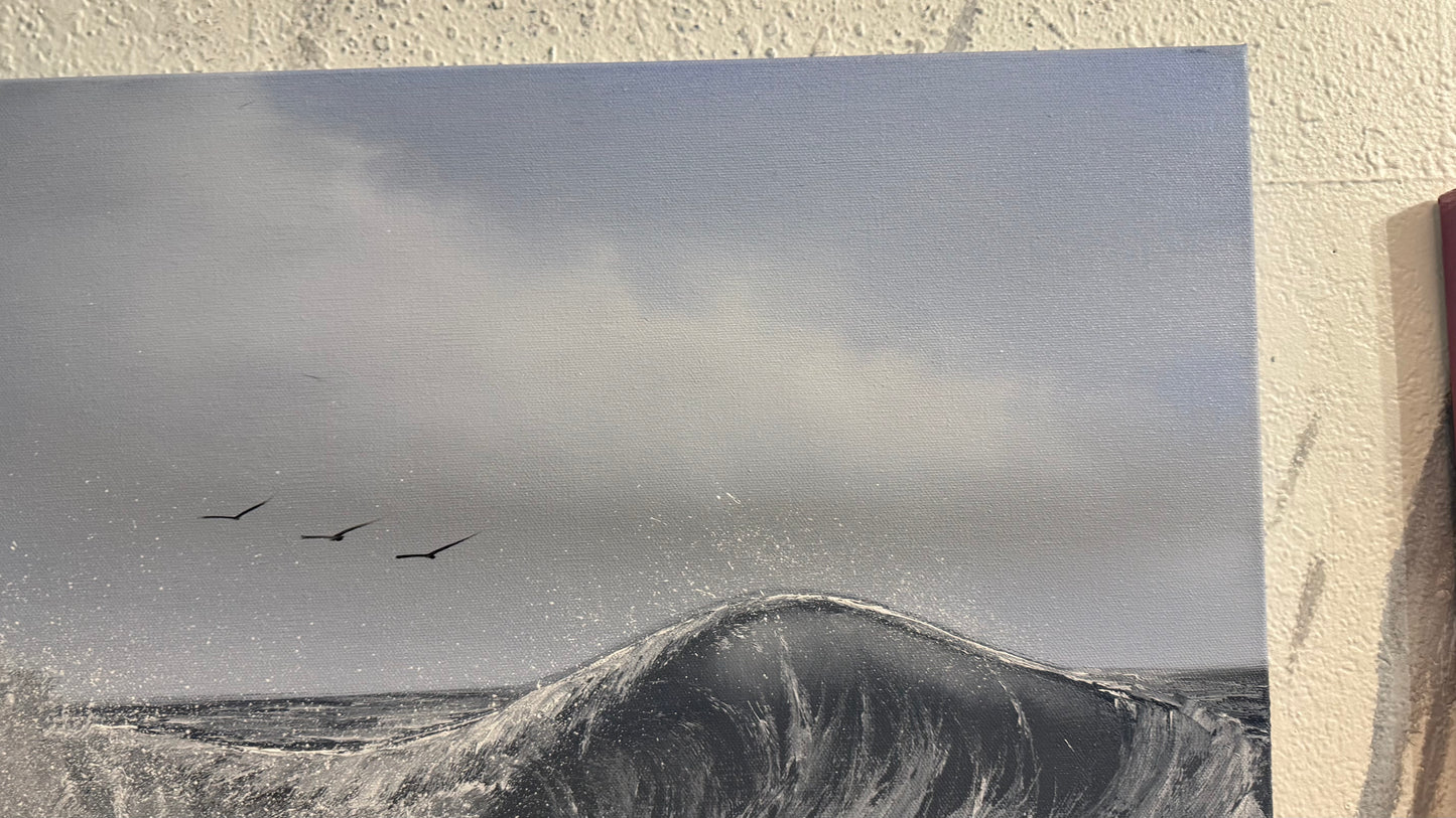 Painting #2339 - 24x24" Pro Series Canvas - Crashing Waves Seascape painted 3-16-26