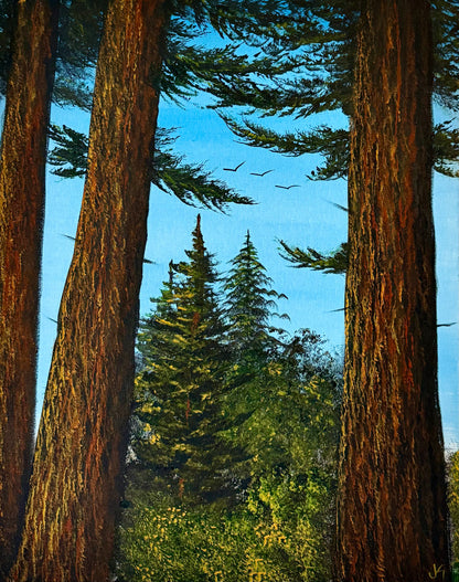 Painting #2327 - 16x20" Canvas - Acrylic Forest painted 3-9-26