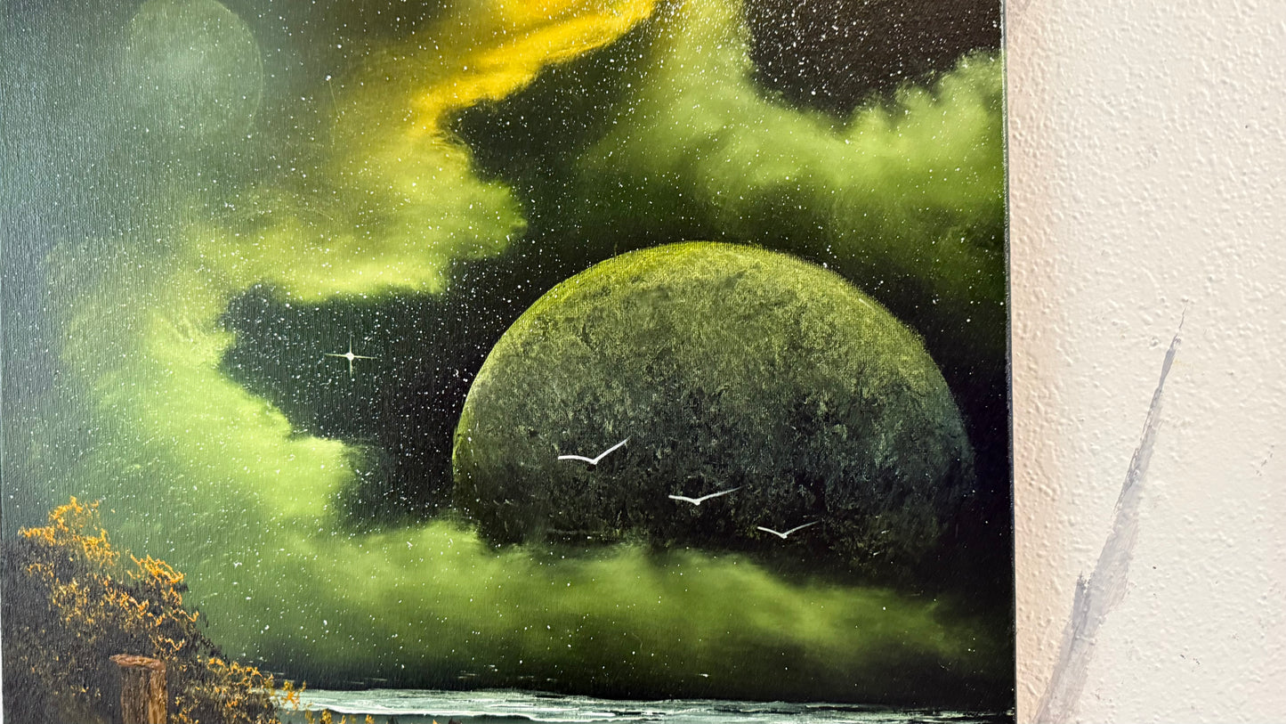 Painting #2464 - 18x24" Canvas - Space Seascape painted 5-28-26