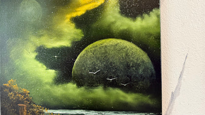 Painting #2464 - 18x24" Canvas - Space Seascape painted 5-28-26