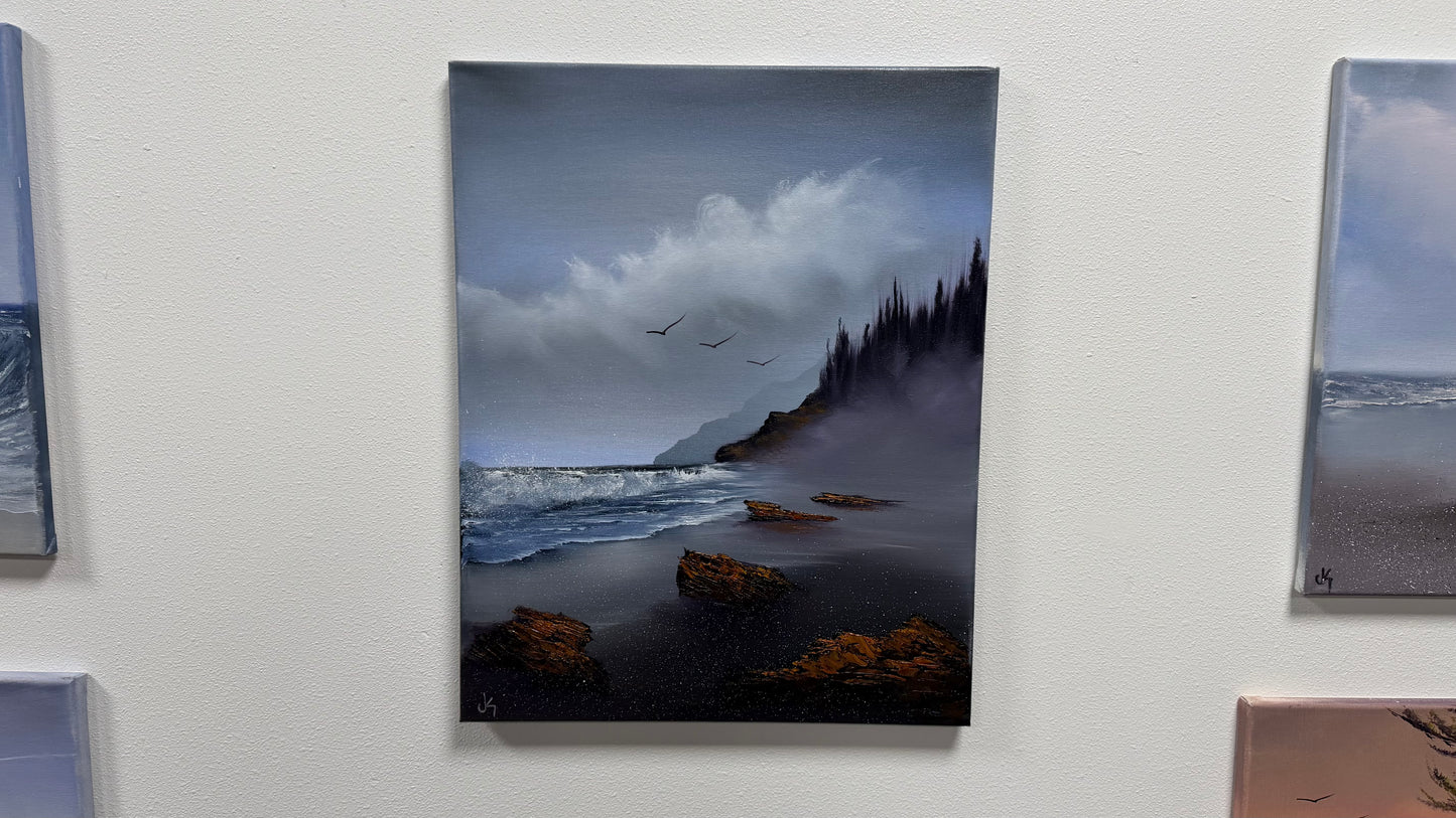 Painting #2527 - 16x20" Canvas - Oregon Coast Seascape painted 7-25-26