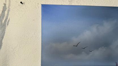 Painting #2104 - 16x20" Canvas - Cattails Seascape painted 10-15-25