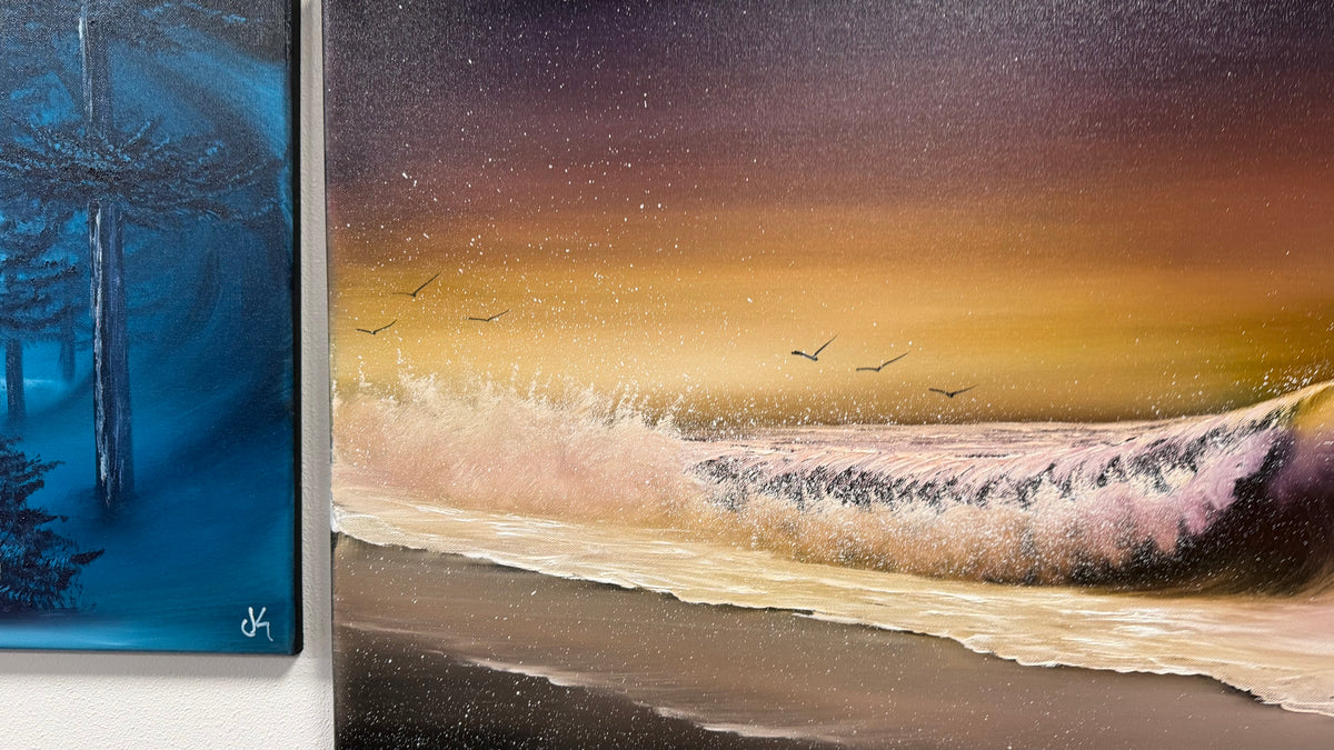 Painting #2614 - 20x36" Stage 2 Canvas - Night Seascape painted 9-21-26