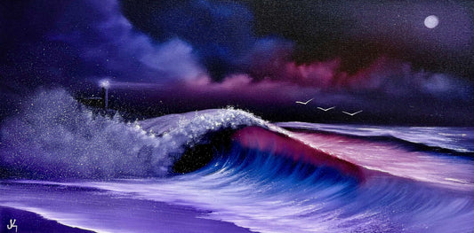 Painting #1620 - 15x30 Pro Series Canvas - Moonlit Crashers